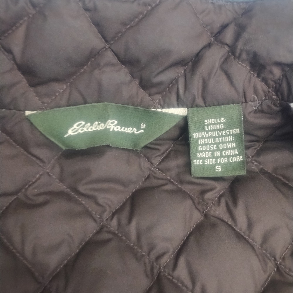Eddie Bauer Quilted Goose Down Vest Women's Small Chocolate Brown Gorpcore Cabin - Picture 6 of 10
